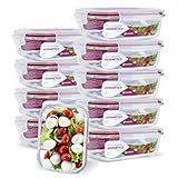 Conjunto 10 Potes Vidro Hermético Marmita Mantimento 640ml -Vermelho-