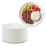 Conjunto 12 Pratos Rasos Jogo Jantar Branco 25 5cm Plástico