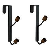 Conjunto 2 Cabideiros Ferreiro Preto C Gancho Para Porta