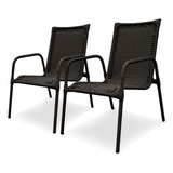 Conjunto 2 Cadeira Jardim Area Externa Fibra Sintética Junco
