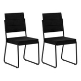 Conjunto 2 Cadeiras Tubo Preto Com Napa Preta Carraro