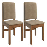 Conjunto 2 Cadeiras Zamarchi Canela Cacau Encosto Suede