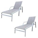 Conjunto 2 Espreguiçadeiras Reclináveis Em Alumínio E Tela Sling Cannes Portinaty Branco Bege