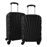 Conjunto 2 Mala De Viagem Fibra C rodinha 360 p pp Cor Preto 8005