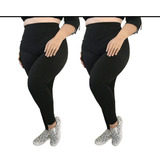 Conjunto 2 Meias Calças Legging Flanelada Plus Size Térmica