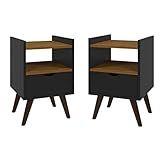 Conjunto 2 Mesa De Cabeceira Madesa Grécia Plus Preto Freijó