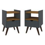 Conjunto 2 Mesas De Cabeceira Retro Quarto Classic Alice