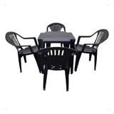 Conjunto 2 Mesas E 8 Cadeiras De Plástico Poltronas Black
