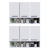 Conjunto 2 Peças Armário Parede Multiuso 3 Portas Com Nicho
