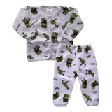 Conjunto 2 Peças Bebê Soft Plush Estampado Casaco E Calça