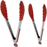 Conjunto 2 Pegadores Pinça Silicone E Inox Tamanhos 30cm E 25cm Para Salada Churrasco Fritura Macarrão CULINNÁ