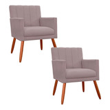 Conjunto 2 Poltrona Cadeira Decorativa Cecília Veludo Rosê