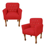 Conjunto 2 Poltrona Cadeira Para Sala Anitta Corino Vermelho