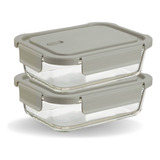 Conjunto 2 Potes De Vidro Hermético 660ml C Tampa 4 Travas