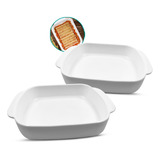 Conjunto 2 Travessa Retangular Refratária 1 3l Porcelana