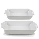 Conjunto 2 Travessas Retangulares De Vidro Assadeiras 1 3L E 2L Branco Porcelana