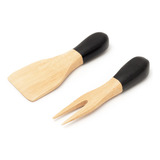 Conjunto 2 Utensilios De Bambu Para Queijos Preto Oikos