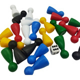 Conjunto 24 Peças 6 Cores 2 Dado Pinos Jogo Tabuleiro Ludo