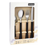 Conjunto 24 Talheres Cabo Preto Linha Prisma Di Solle