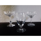 Conjunto 3 Antigas Taças Cristal Lapidado