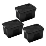 Conjunto 3 Caixas Organizadoras 20l Unijet Preto Ferramenta