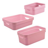 Conjunto 3 Cestos Organizadores Multiuso Brinquedos Verde