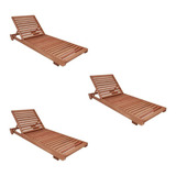 Conjunto 3 Espreguiçadeiras Roma Cedro Rosa Madeira Ee