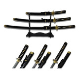 Conjunto 3 Katanas Decorativas Pretas Em