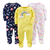 Conjunto 3 Macacões Menina Pijama Longo