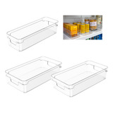 Conjunto 3 Organizador De Armários Multiuso 2 8 E 1 9 Litros Cor Transparente