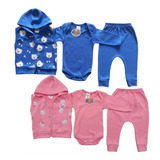 Conjunto 3 Pçs Colete C Capuz Body Manga Longa Calça Saruel