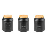 Conjunto 3 Pçs Latas Pote Hermético Café Açucar Biscoito