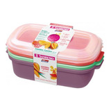 Conjunto 3 Pote Plástico Colorido 1100ml Vac Freezer Sanremo