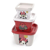 Conjunto 3 Potes Conect Quadrado Minnie