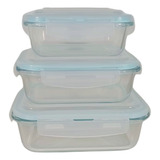 Conjunto 3 Potes De Vidro Refratário Hermético Transparente