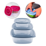 Conjunto 3 Potes Plástico Pop Quadrado De 400 Ml 1 L E 2 L