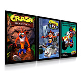 Conjunto 3 Quadros Trilogia Crash Bandicoot