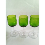 Conjunto 3 Taças Cristal Lapidado Francês Verdes