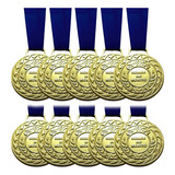 Conjunto 30 Medalhas Ouro Metal Crespar Relevo Tira Azul