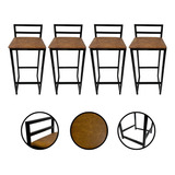 Conjunto 4 Banquetas Bistrô Quadradas Alta Cozinha Bar Casa