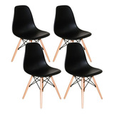 Conjunto 4 Cadeiras Charles Eames Eiffel Concha Fixa Preto