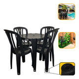 Conjunto 4 Cadeiras E Mesa Plástica C Inmetro 182 Kg Bistro