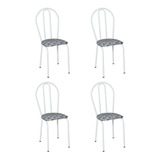 Conjunto 4 Cadeiras Hécate Branco E Estampa Capitonê