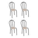 Conjunto 4 Cadeiras Hécate Cromo Preto E Estampa Rattan