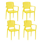 Conjunto 4 Cadeiras Tramontina Sofia Braços Amarelo