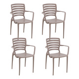 Conjunto 4 Cadeiras Tramontina Sofia Braços Camurça