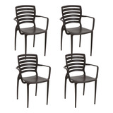 Conjunto 4 Cadeiras Tramontina Sofia Braços Marrom