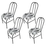 Conjunto 4 Cadeiras Tubular Para Cozinha Mesa De Jantar Modernas Reforçada C Estofado Texturizado Branco Ramado 