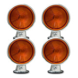 Conjunto 4 Lanterna Laranja Foguinho Cromada Bojuda Caminhão