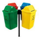 Conjunto 4 Lixeiras Seletiva C Sup Tubular Pintura Epóxi